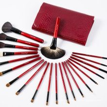 21PCS Natural Hair Cosmetics Makeup Brush Set with Red Pouch